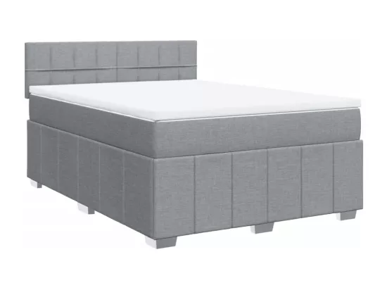 Sommier à lattes de lit avec matelas Gris clair 140x190cm Tissu