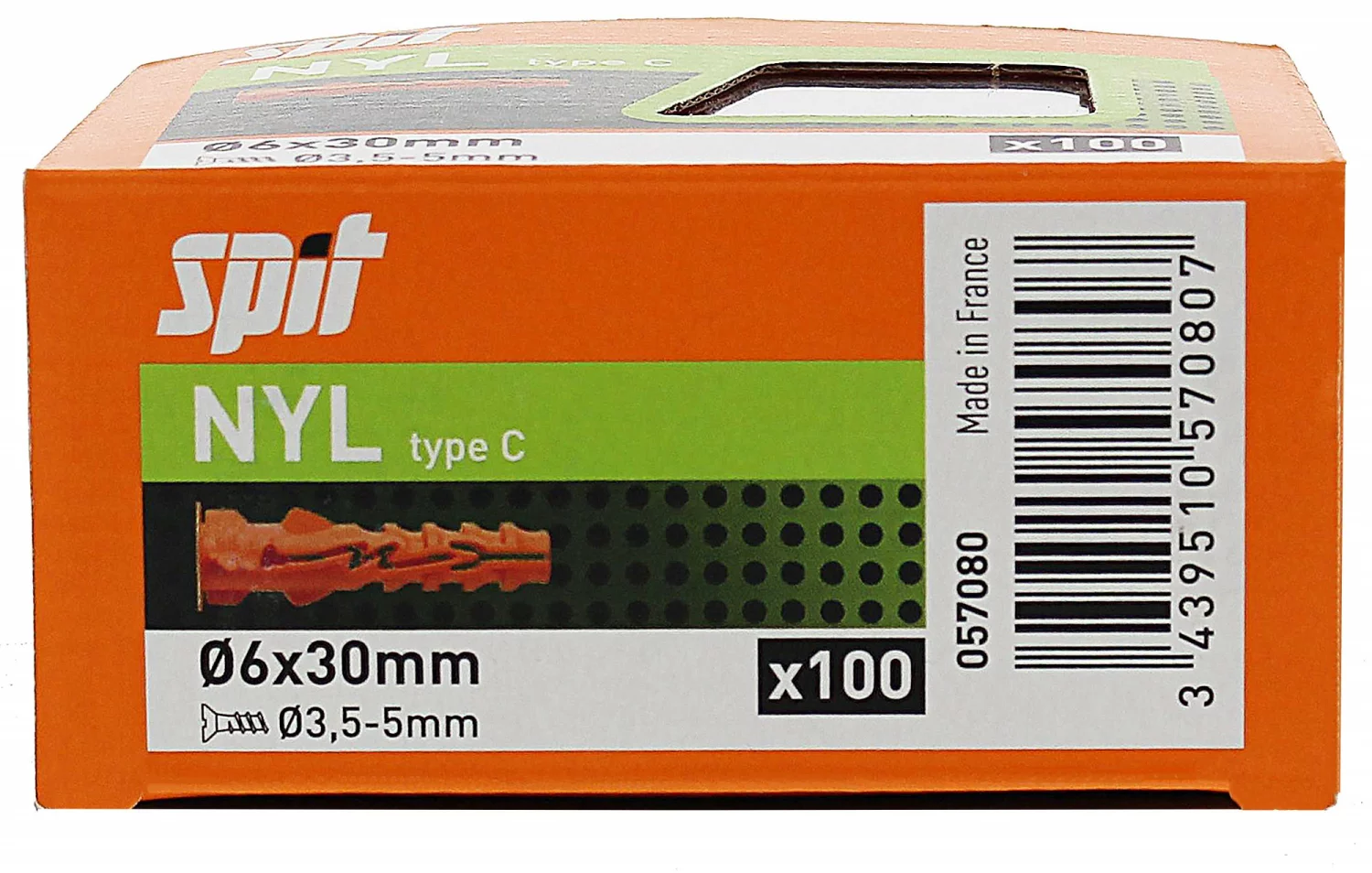 Spit 057080 Nyl Plug D.6X30 Met Kraag (100st)