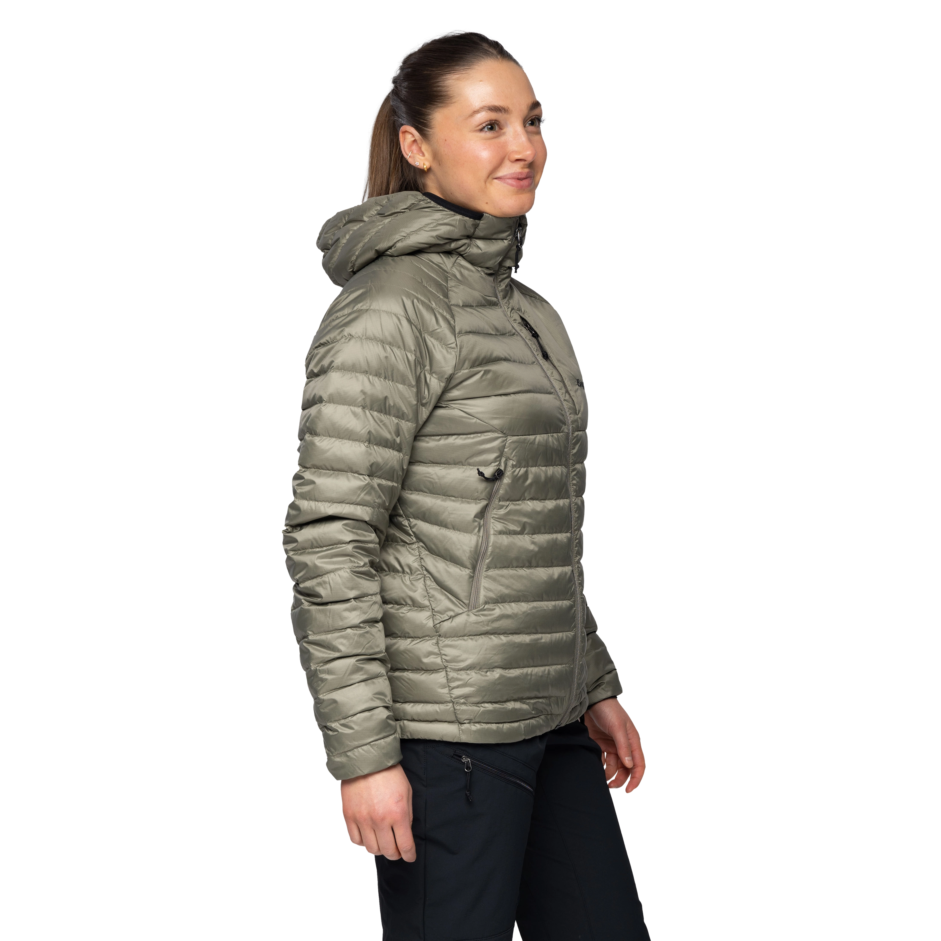 Vaagaa Light Down Jacket Hood Women Green Mud
