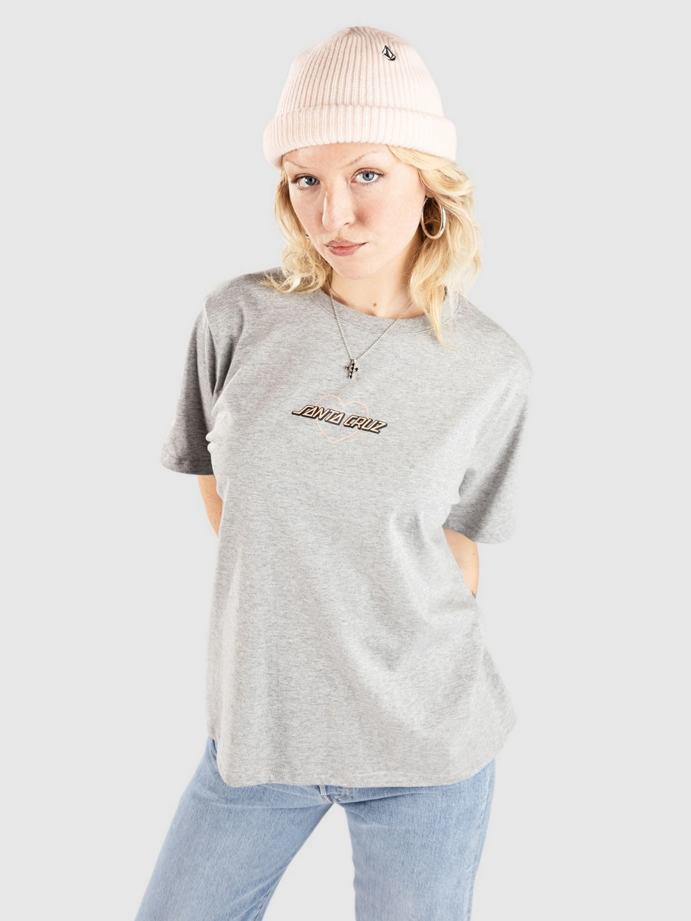 Santa Cruz Heart Strip T-Shirt heather grey