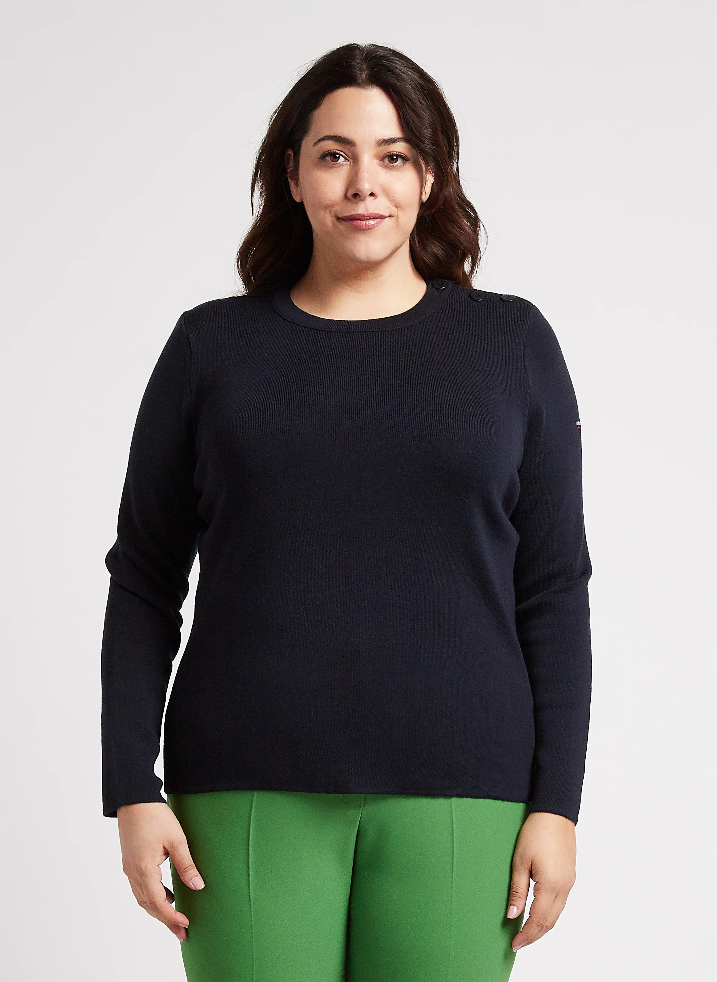 BRIAC - Pull col rond rayé en laine | Bleu