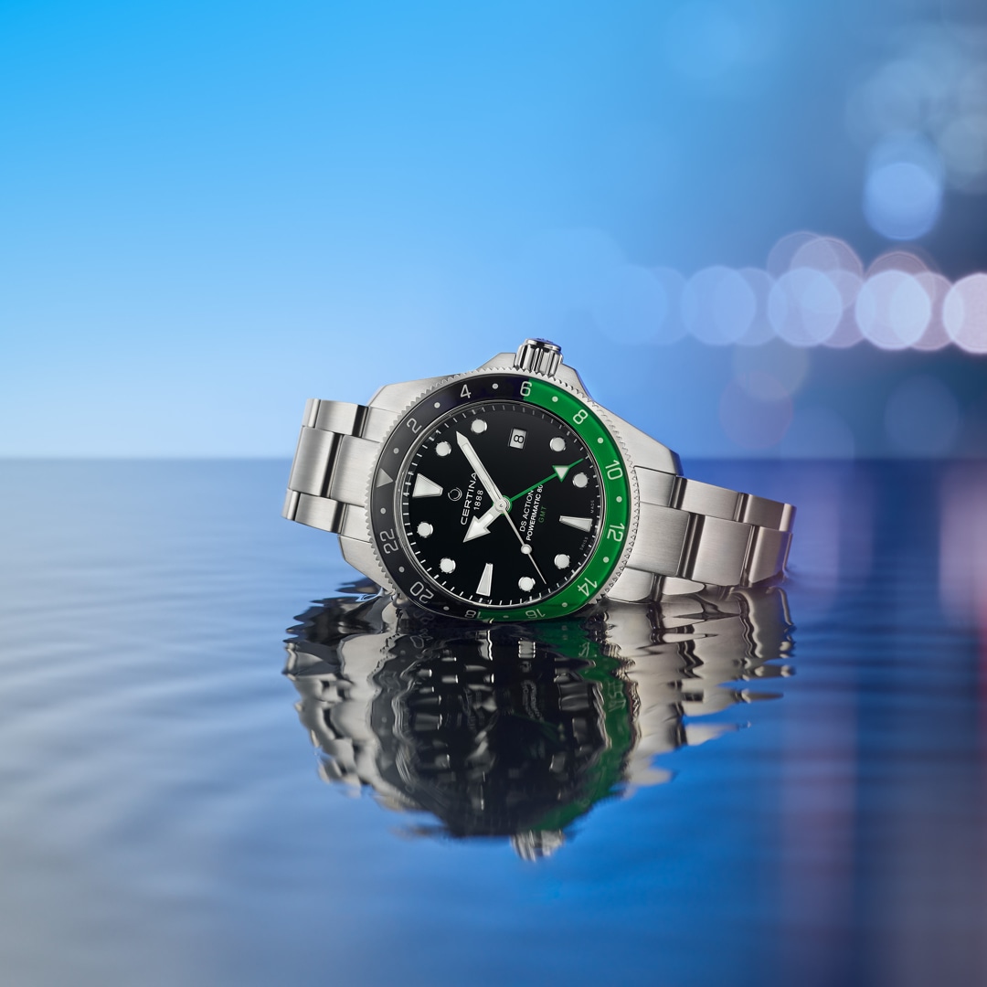 Certina DS Action GMT Powermatic 80 Schwarz / Grün