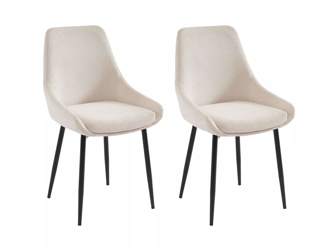 Lot de 2 chaises en velours côtelé et métal - Crème - MASURIE