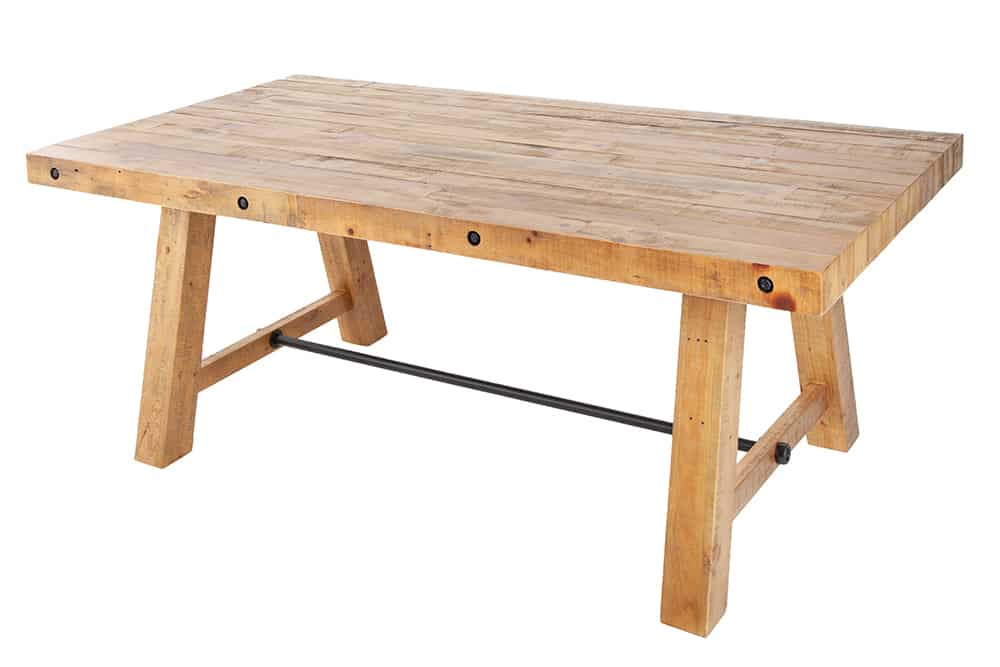 Massiver Esstisch FINCA 165cm vintage braun recyceltes Pinienholz Industrial Design