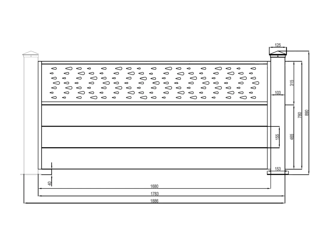 Extension de clôture à poser H89 x L178.3 cm en aluminium anthracite à motifs - BAZIO