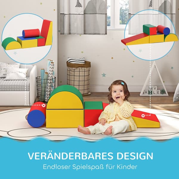 Myke byggeklosser Sett med 5 skumbyggeklosser Gigantiske byggeklosser Byggeleker Skumklosser for 1-3 år gamle barn Kunstskinn EPE