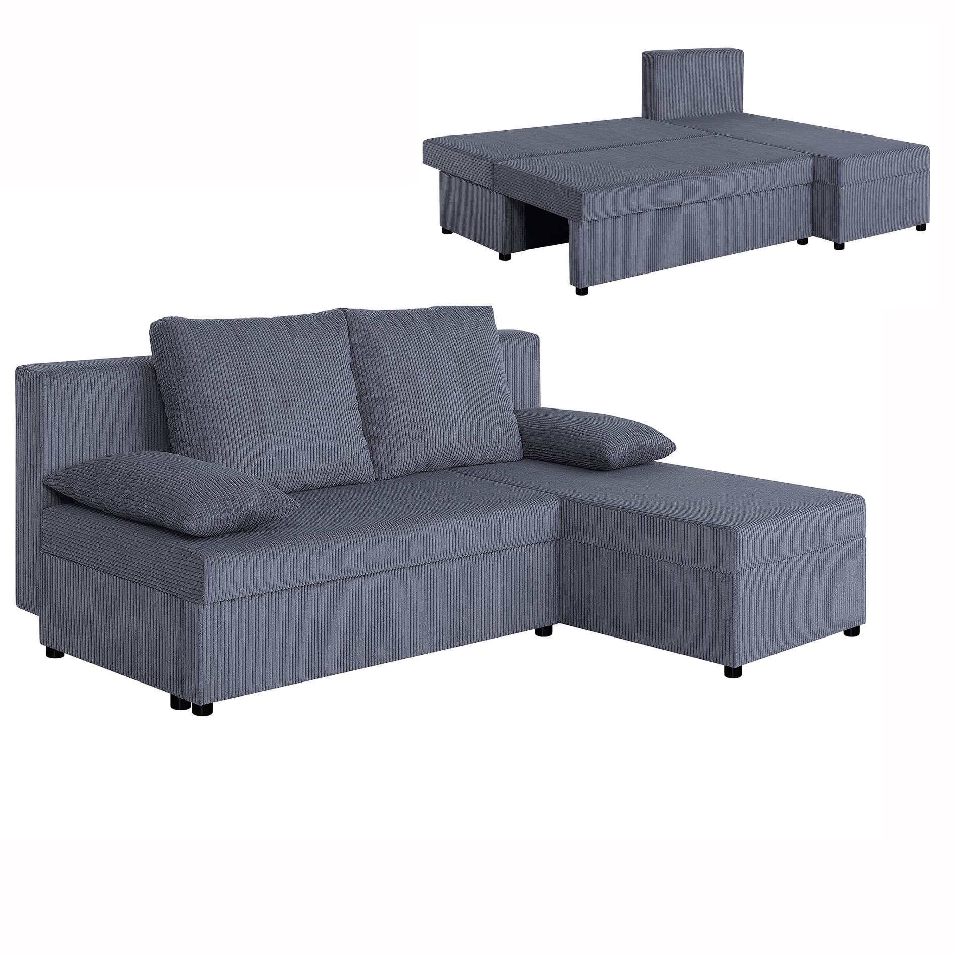 Ecksofa - ash - Cord - mit Liegefunktion