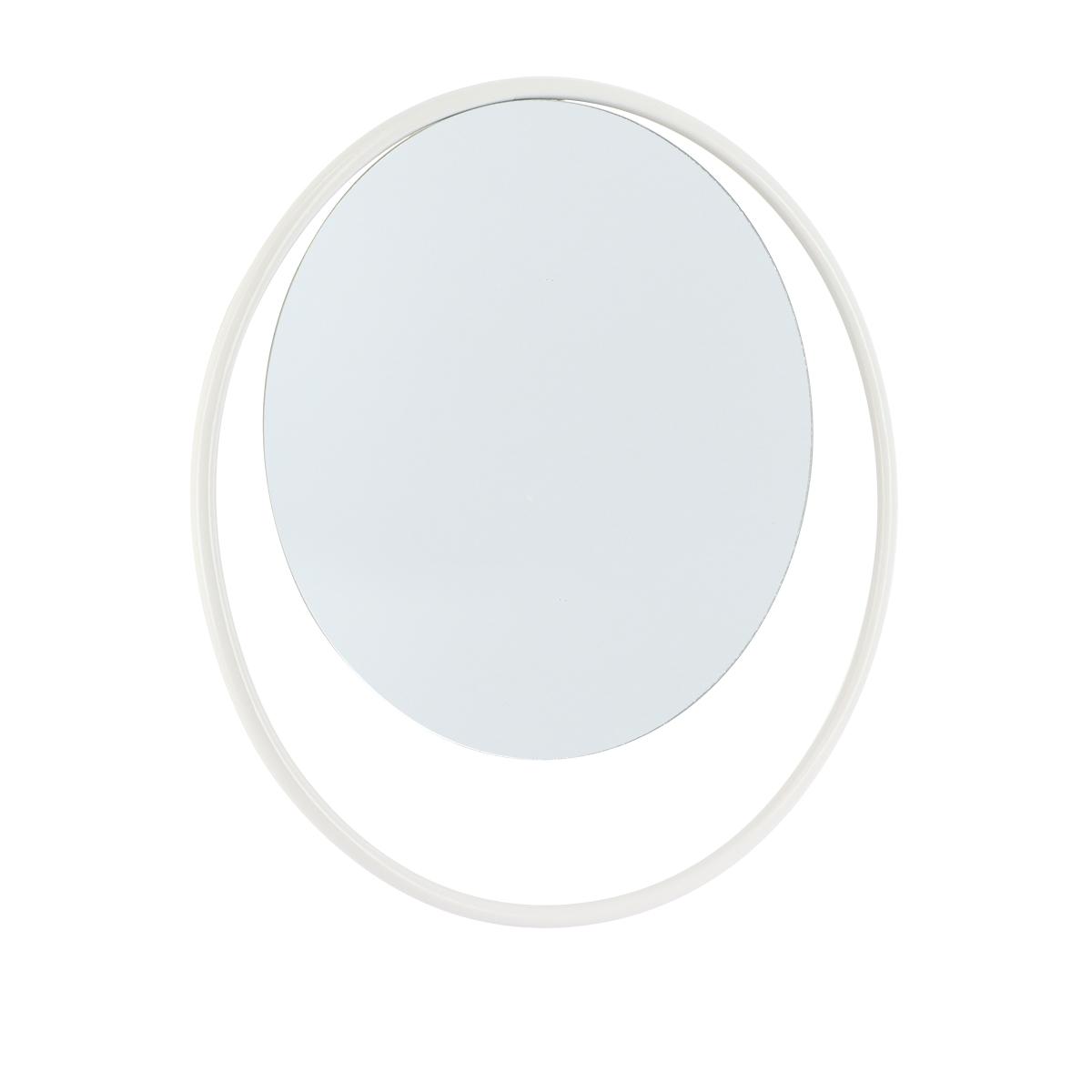 MIROIR ROND CERCLE METAL DIAMETRE 38CM A FIXER BLANC