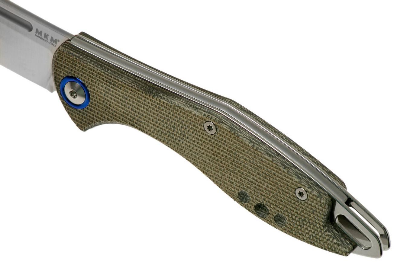 MKM Fara MY01-GC Green Micarta zakmes, Lucas Burnley design