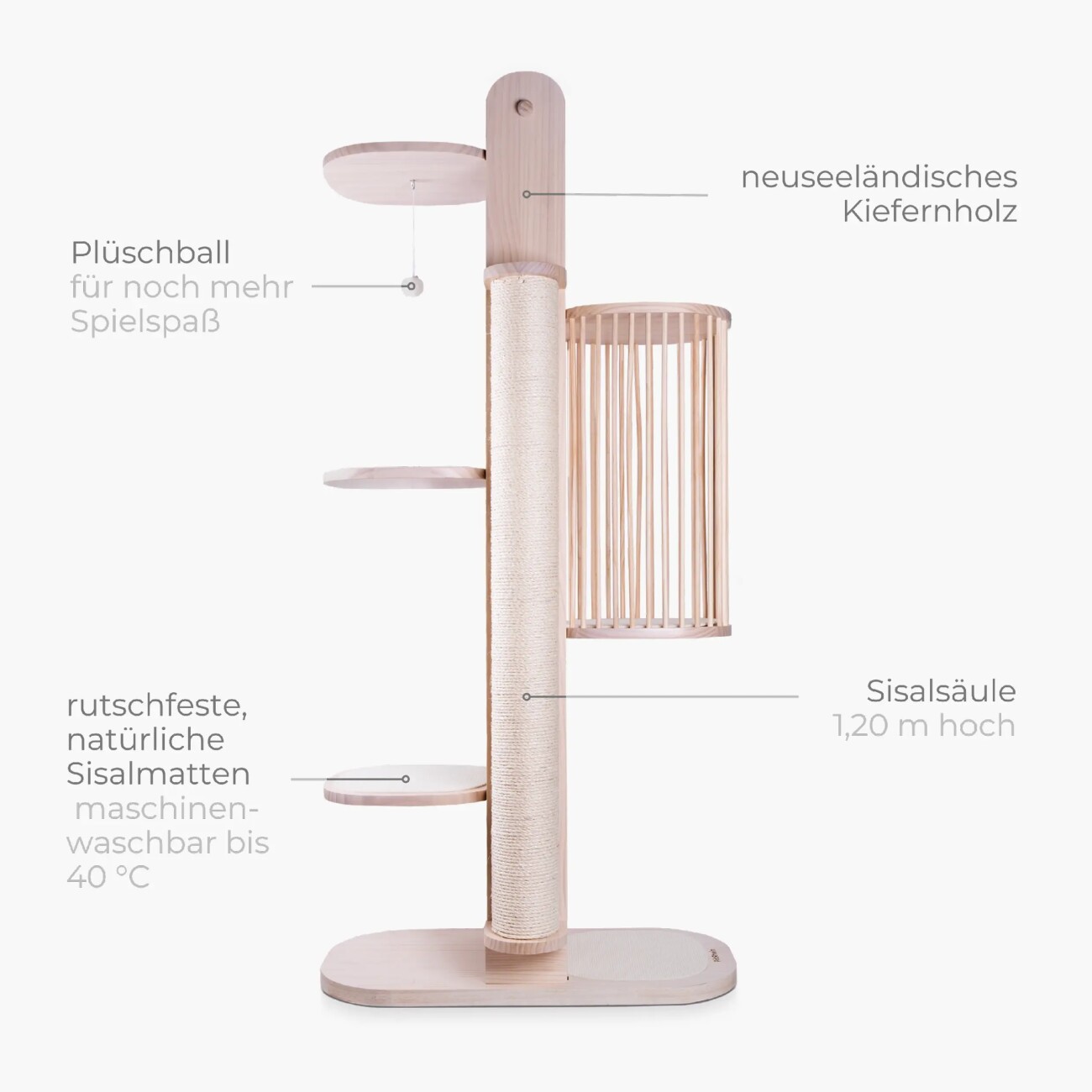 PetRhein Luxus Katzenbaum Vollholz XXL Skycity Series