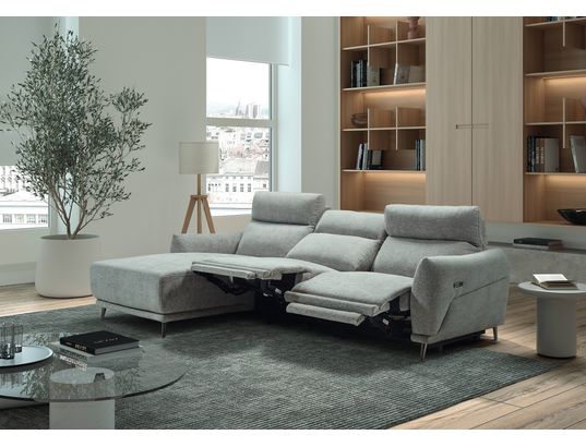 CONCEPT1 - Canapé tissu Munich 2 relax électrique gris angle gauche