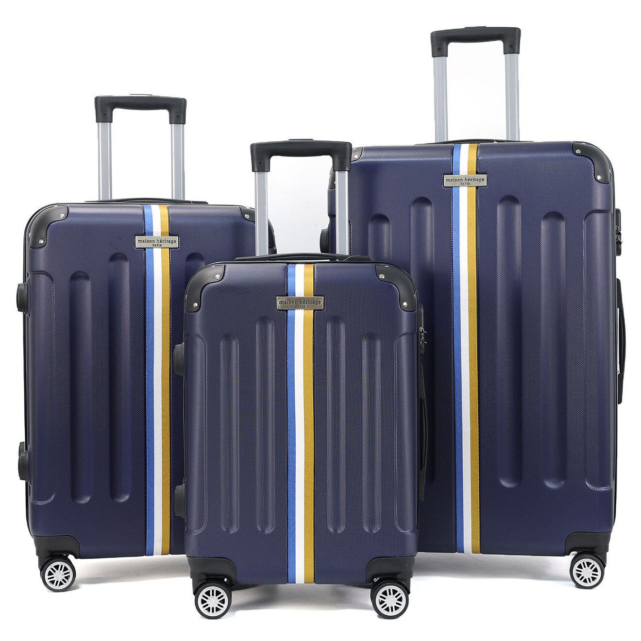 Maison Héritage 3 Valises 4 roues doubles Rivoli 55/65/75 cm bleu marine