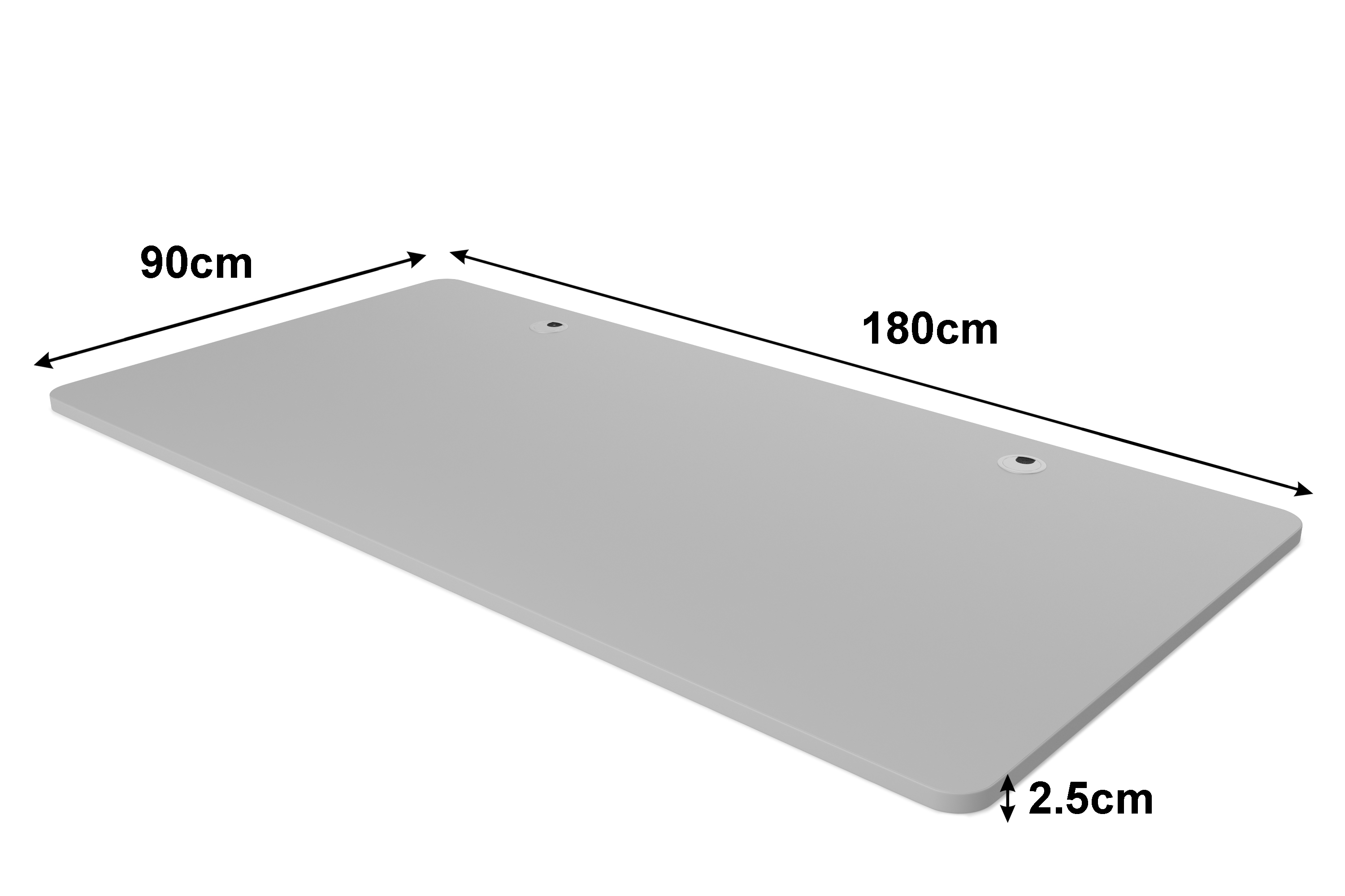 Tischplatte Stehpult mit Kabeldurchlass grau 180 x 90 cm