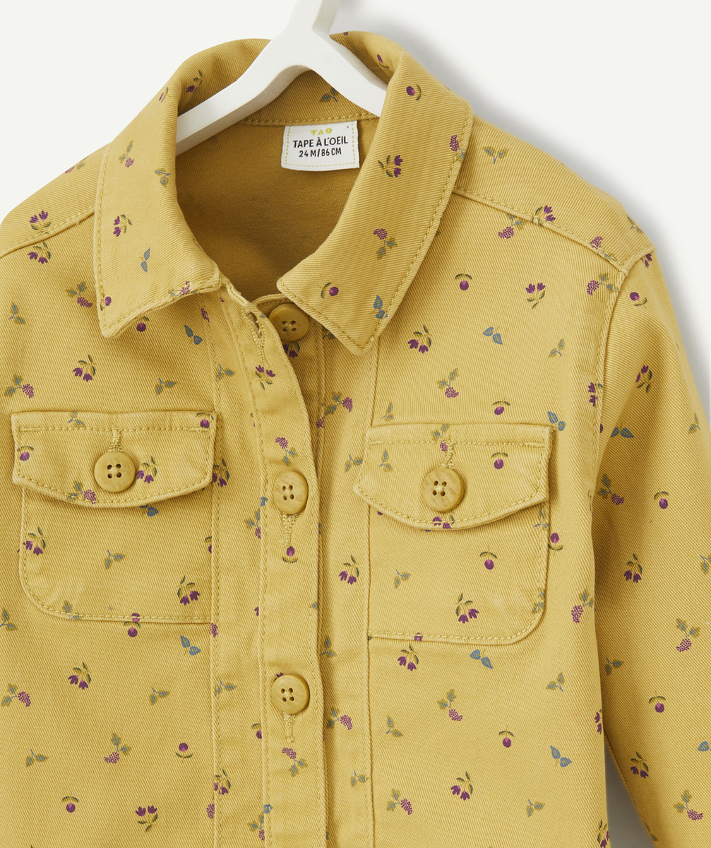 VESTE BÉBÉ FILLE EN FIBRES RECYCLÉES JAUNE IMPRIMÉ FLEURI