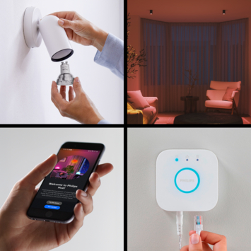 Philips Hue Essential starterkit - wit en gekleurd 3W - 3 GU10 spots met bridge en dimswitch