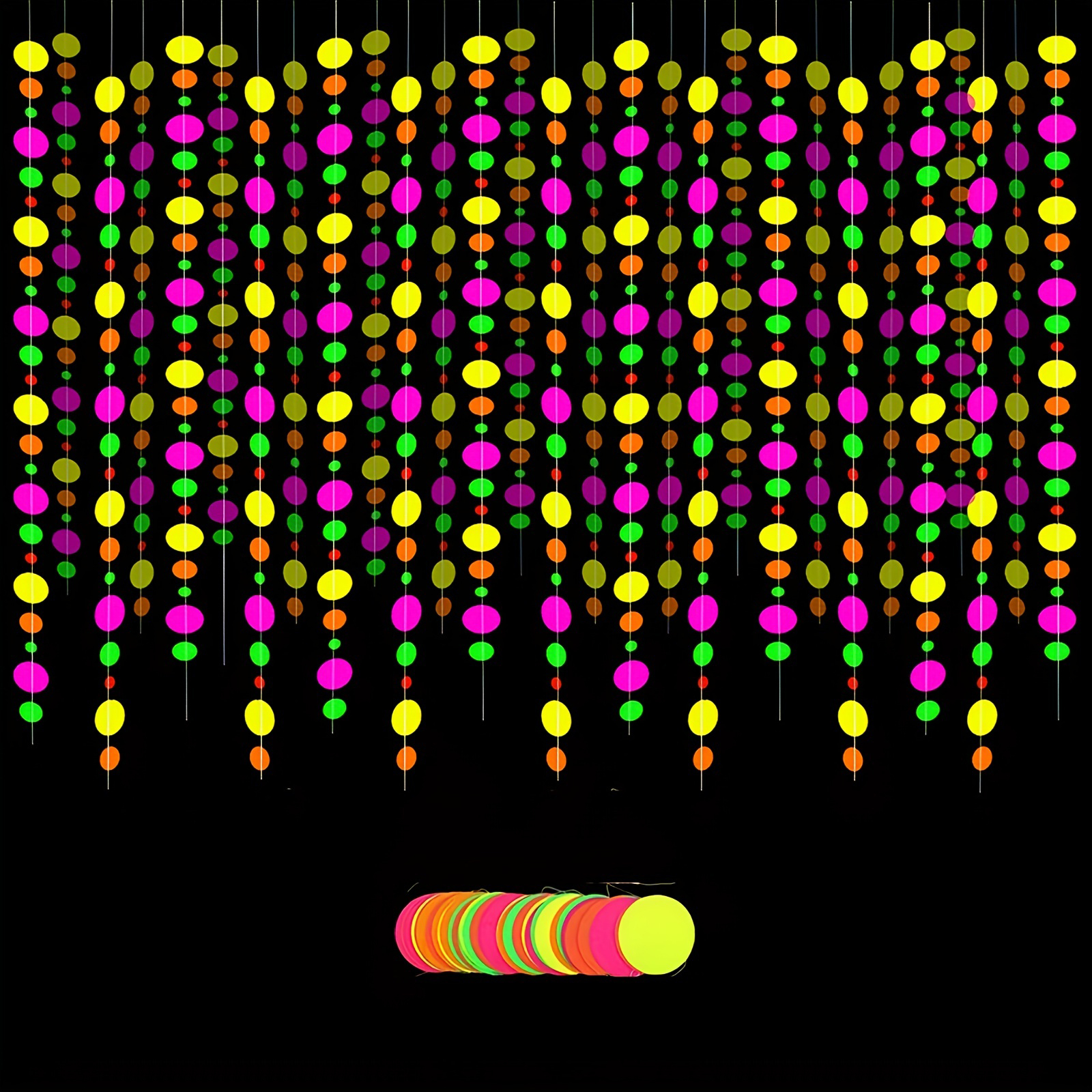 (445cm) Neon UV Kreis Girlande Party Deko Glow in the Dark Accessoire