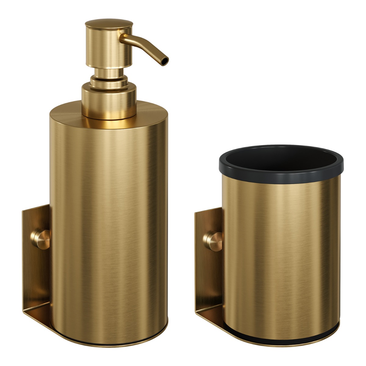 Brauer Gold Edition zeepdispenser en beker geborsteld goud