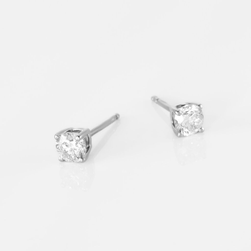 Boucles D'oreilles Puces Victoria Or Blanc Diamant