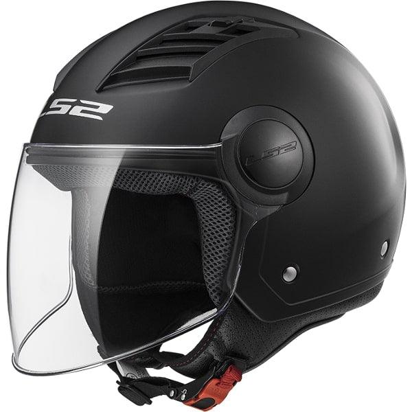 Casque Moto Jet LS2 Airflow Matt Black Visière Longue