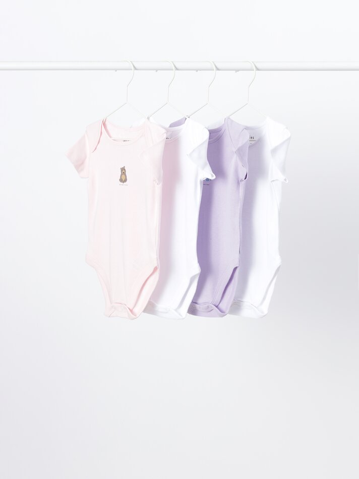 Conjunto com 4 bodies de manga curta combinando - Azul