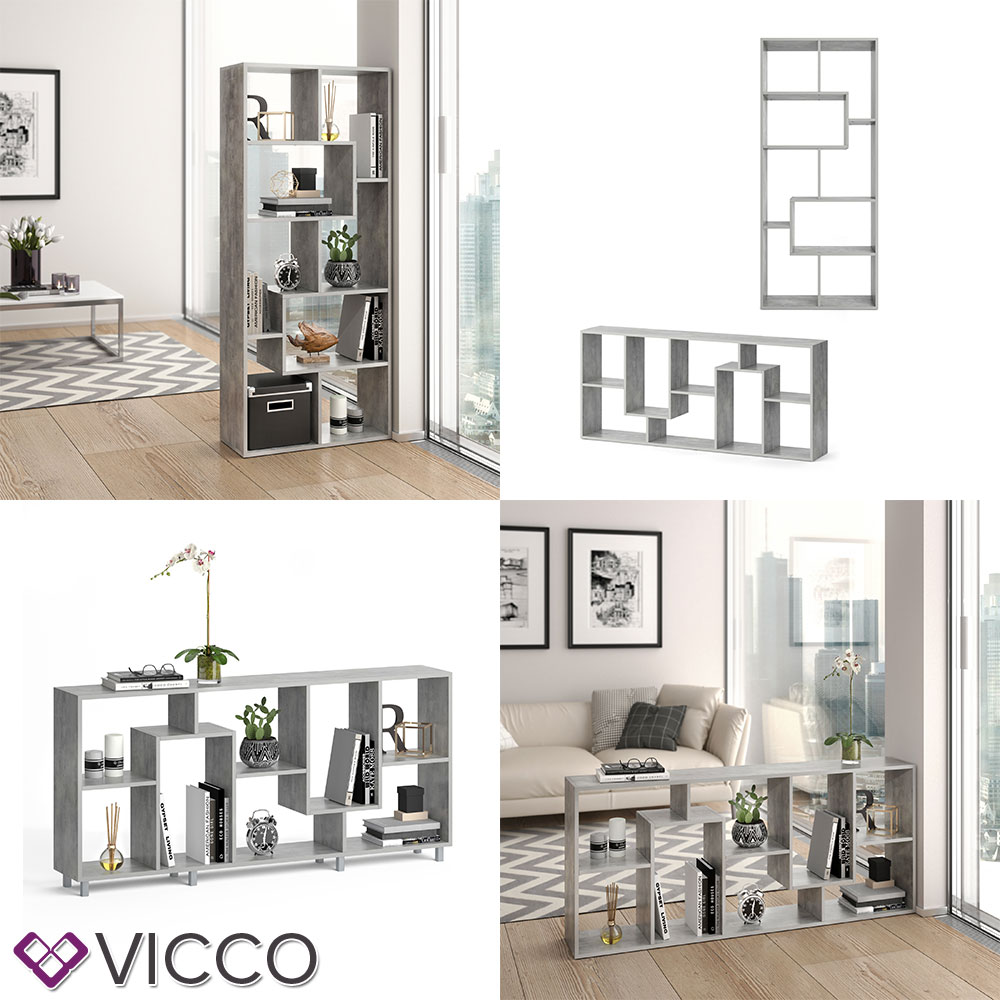 Vicco Raumteiler Noa Bücherregal Standregal Aktenregal Hochregal RegalBeton
