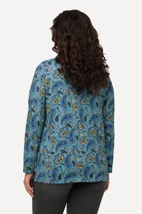 T-Shirt, Paisleymuster, V-Ausschnitt, Langarm