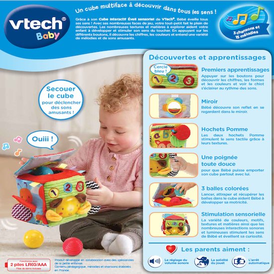 Cube interactif éveil sensoriel   de               Vtech