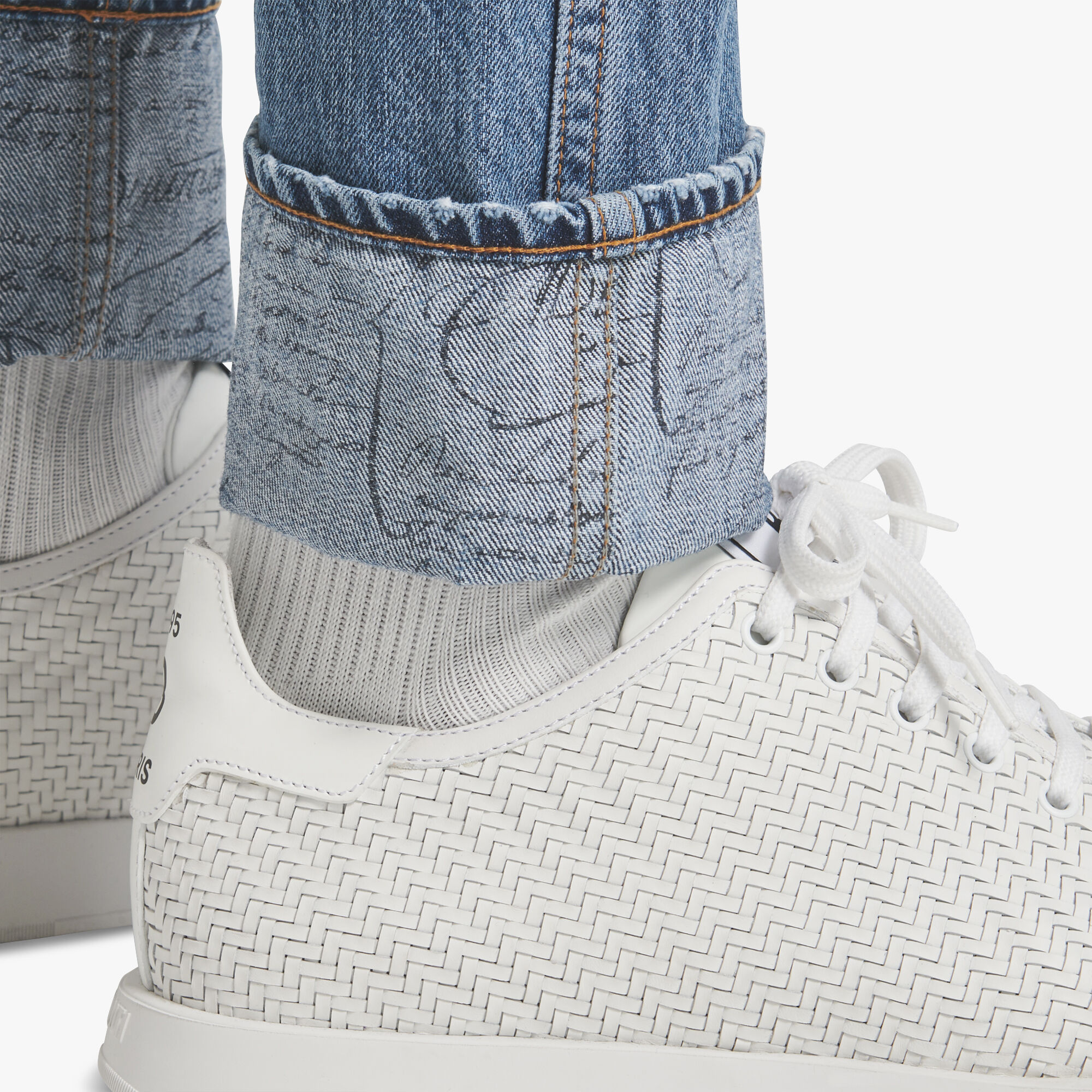 Pantalon En Denim Avec Scritto