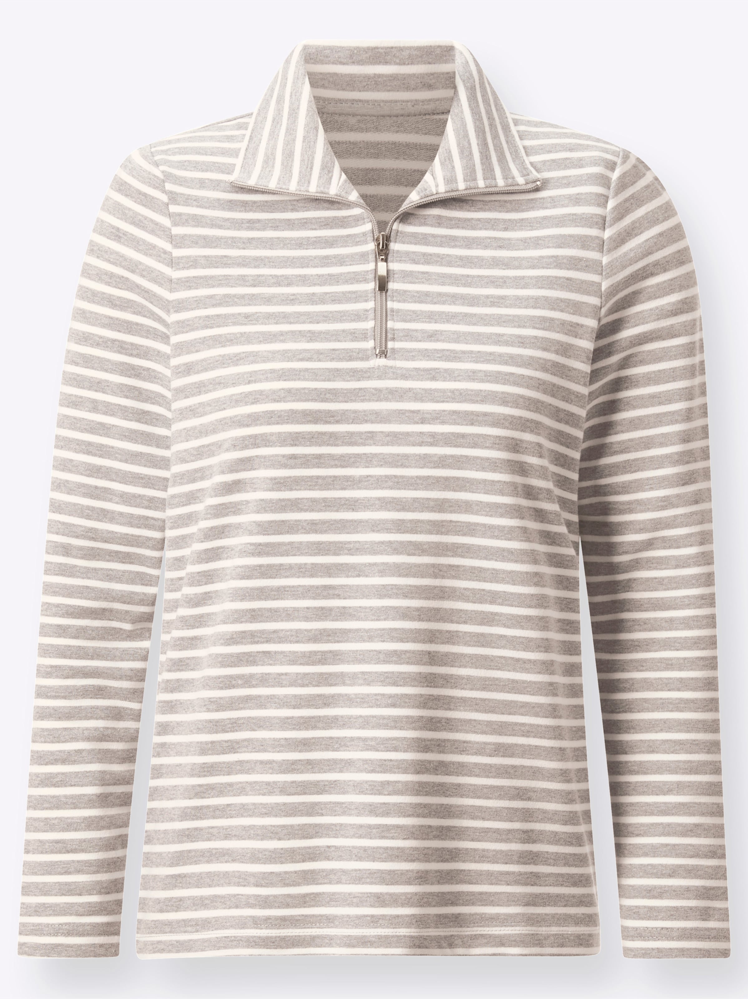 Langarmshirt in beige-gestreift