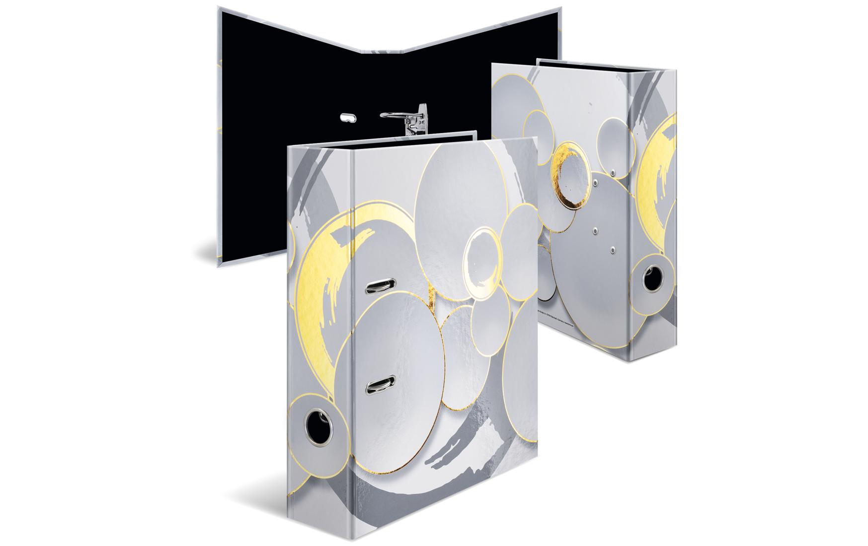 Ordner Circles A4 7 cm, HellgrauMotivordner im A4 Format mit Hebelmechanik und Griffloch