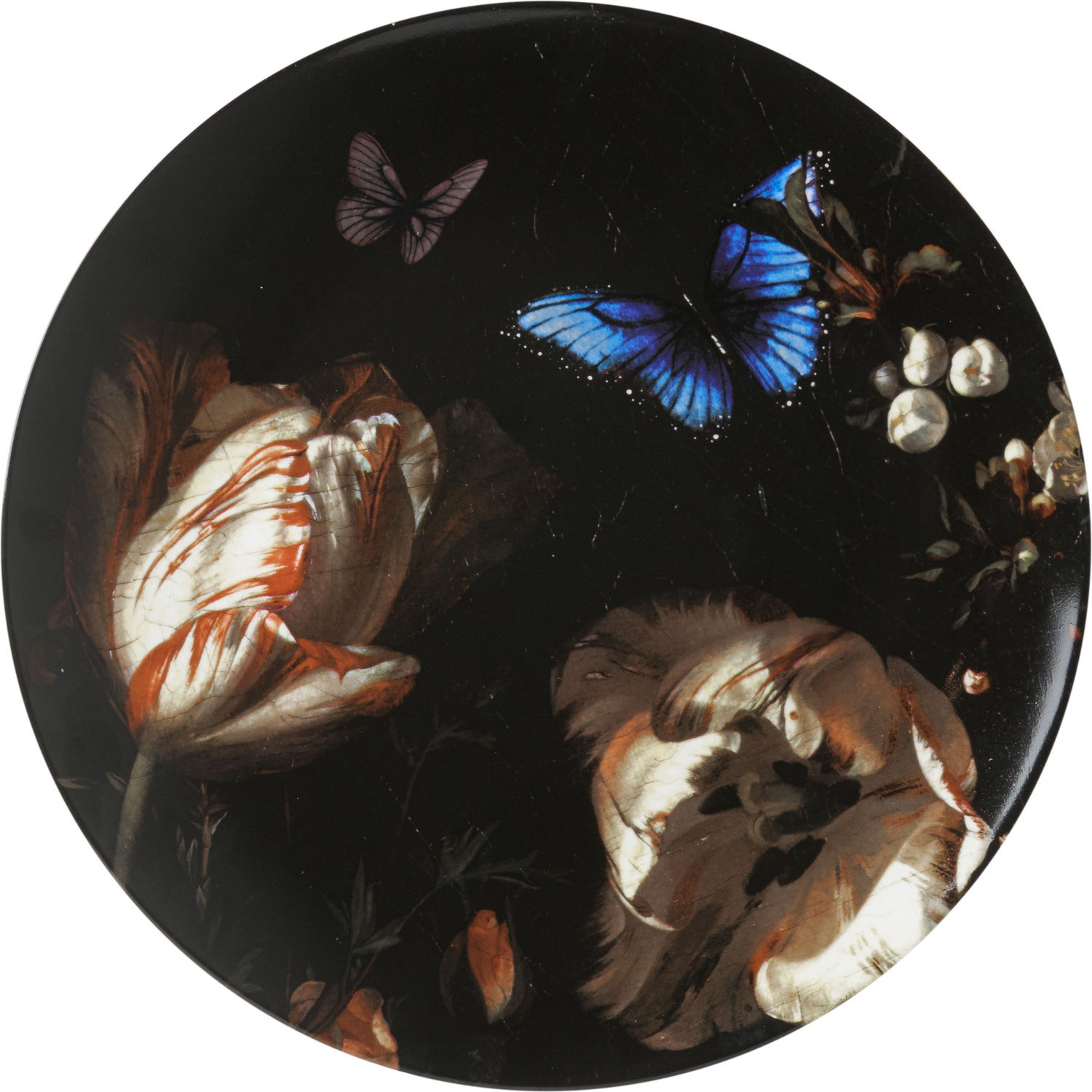 Heinen Delfts Blauw wandbord Boomblauwtje zwart D 31 H 3,5 cm