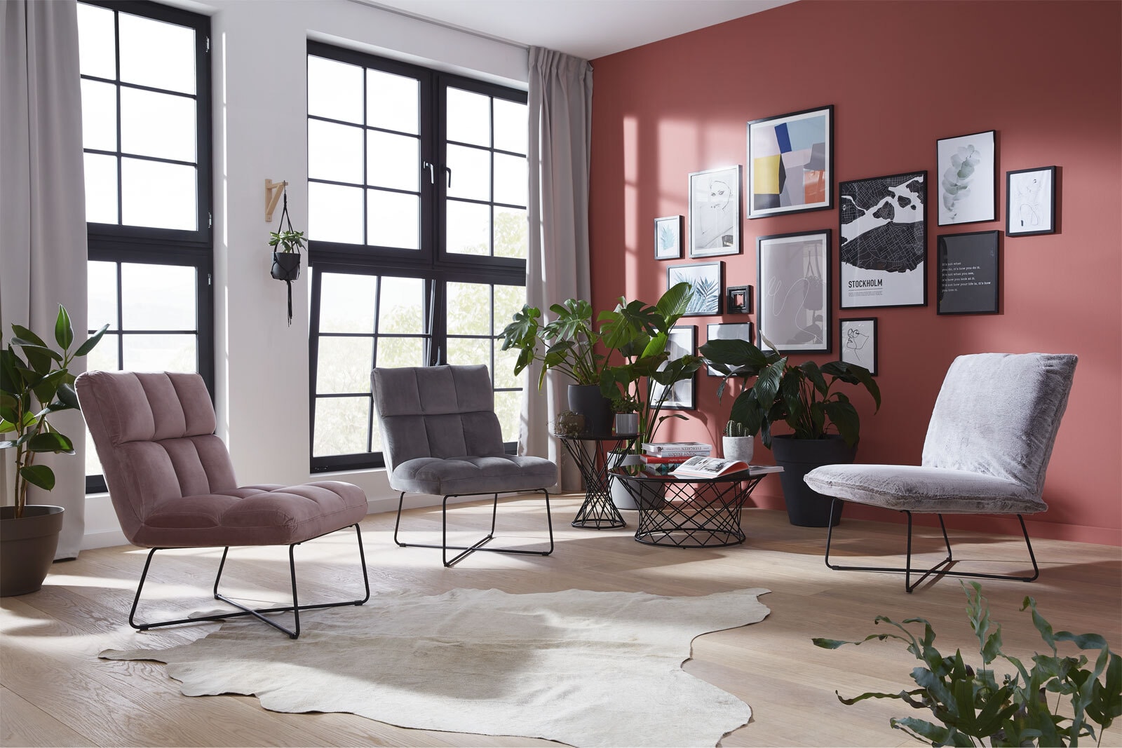 Sessel MATCH Stoffbezug rosa