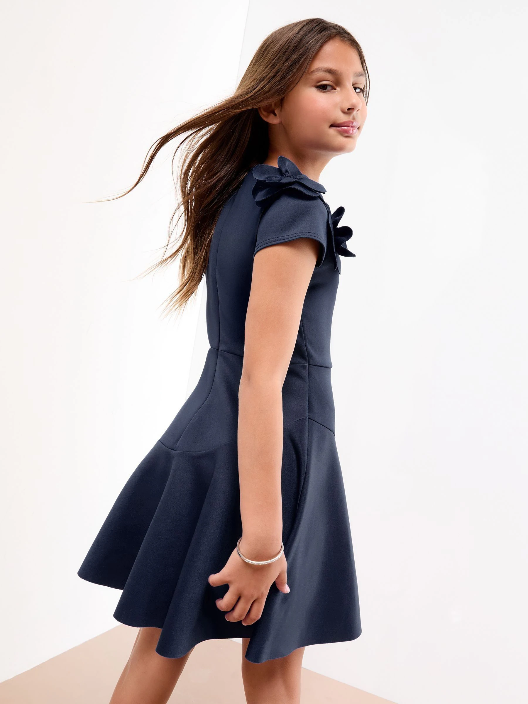 Lipsy Scuba 3D Corsage Cap Sleeeve Dress (5-16yrs)