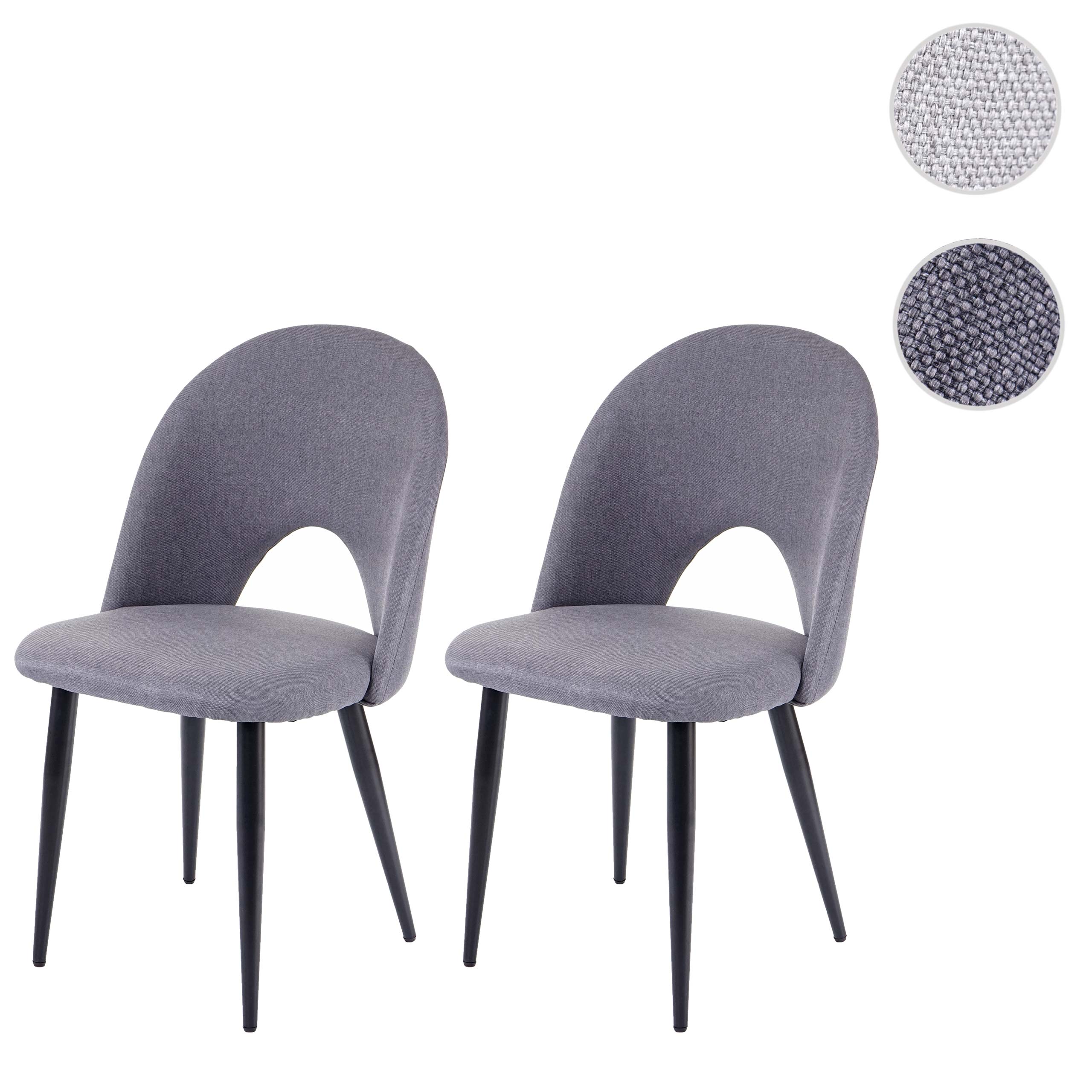 2er-Set Esszimmerstuhl MCW-D73, Stuhl Küchenstuhl, Stoff/Textil ~ dunkelgrau