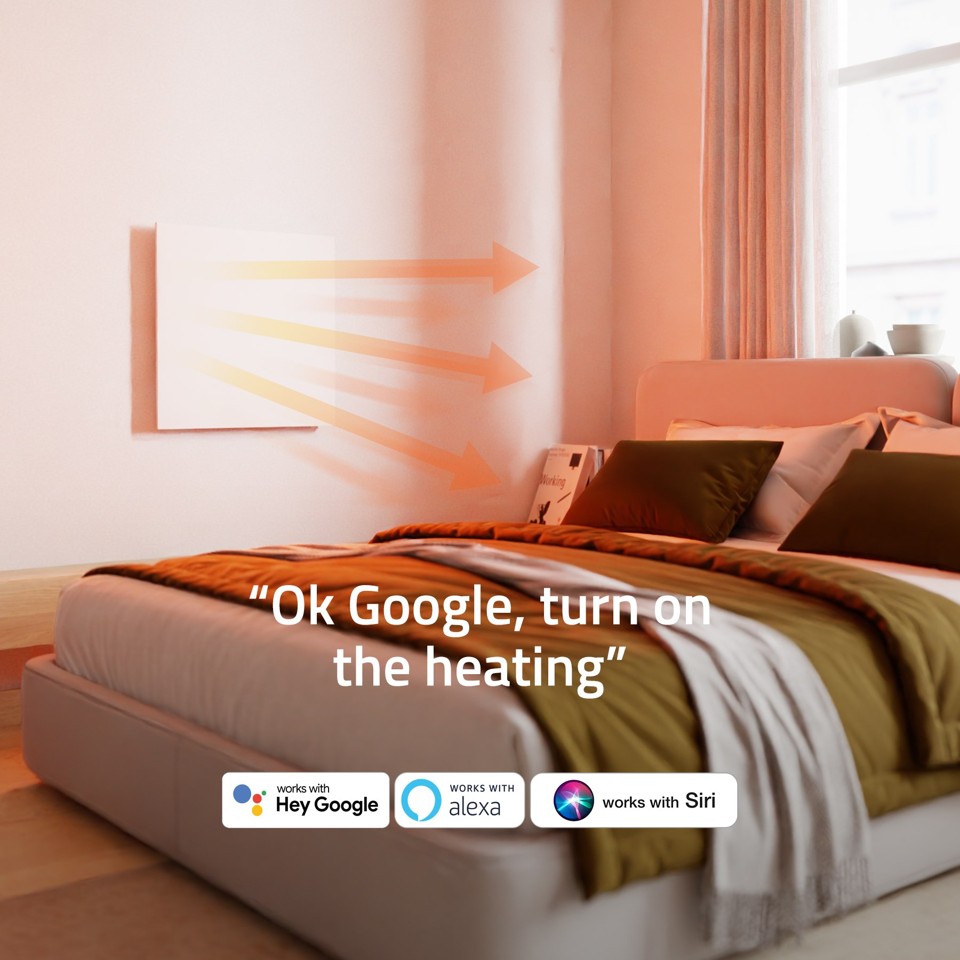 Hombli - Smart IR Glas varmepanel 400W, hvid (400W)