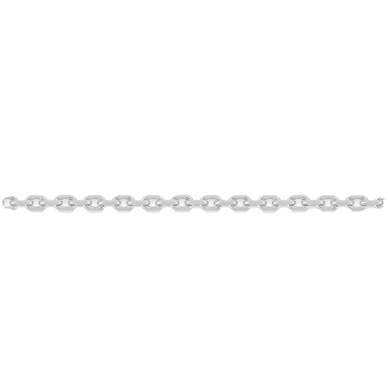 Chaîne mixte 40 cm - Maille Forçat diamanté - Or blanc 18 Carats - Largeur 1.15 mm