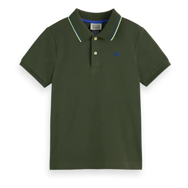 Scotch & Soda Polo Logo Brodé Liseré | Vert kaki