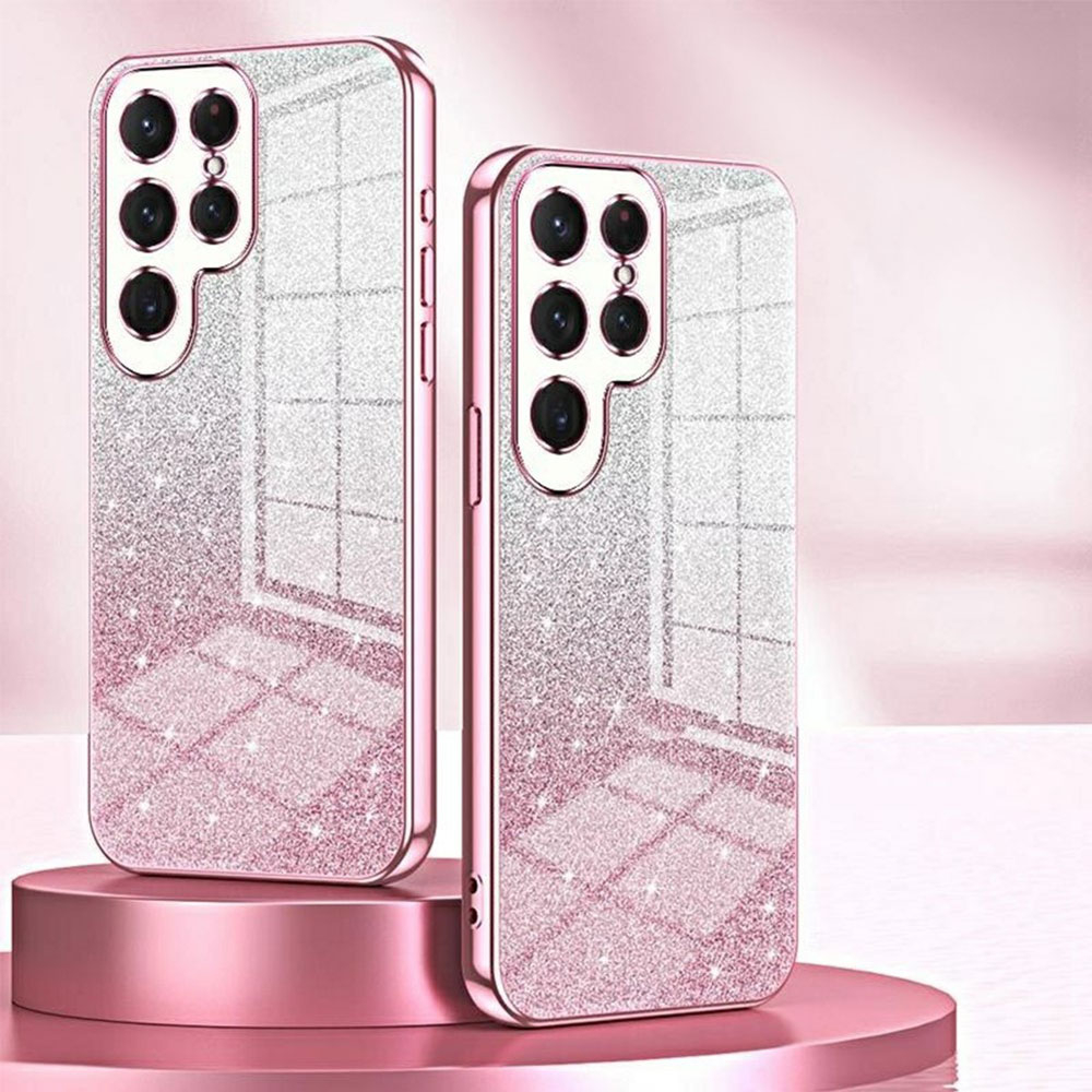 Samsung Galaxy S25 Ultra Gummi Case Schutzhülle im Glitzer Design - Violett / Silber