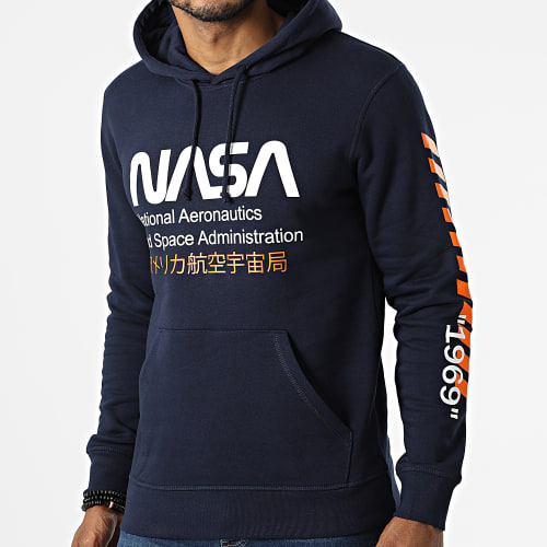 Sweat Capuche Admin 2 Bleu Marine Blanc