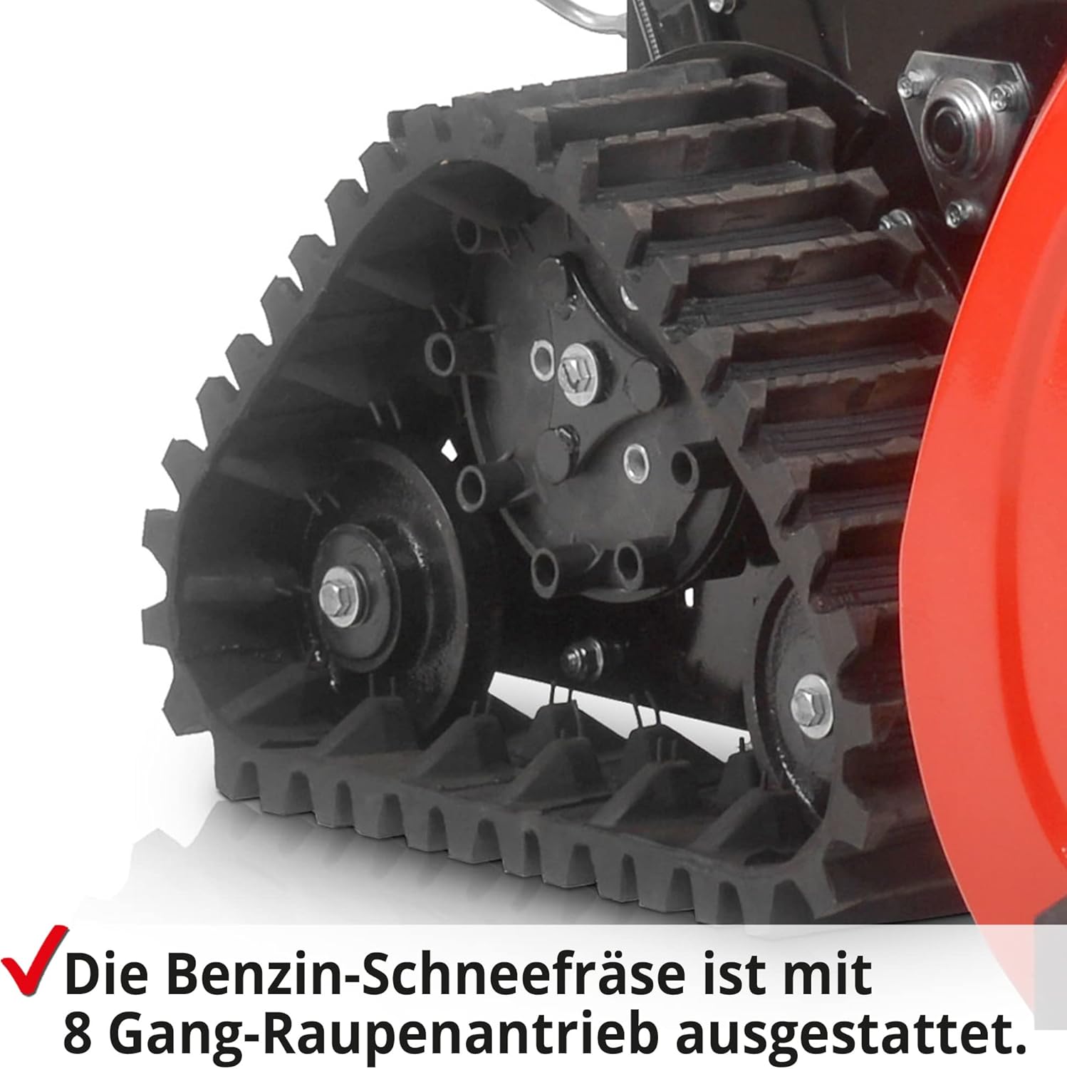 HECHT Schneefräse Benzin – 87 cm Arbeitsbreite – 2-stufig – 51 cm Arbeitshöhe – 15 m Auswurfweite – mit E-Start, Raupenantrieb, 6-Vorwärts- & 2-Rückwärtsgänge, LED-Scheinwerfer, Griffheizung