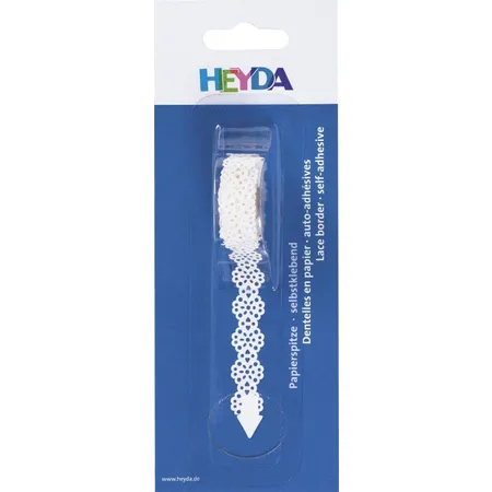 Heyda Deko-Klebeband Papierspitze Blumen II, weiß