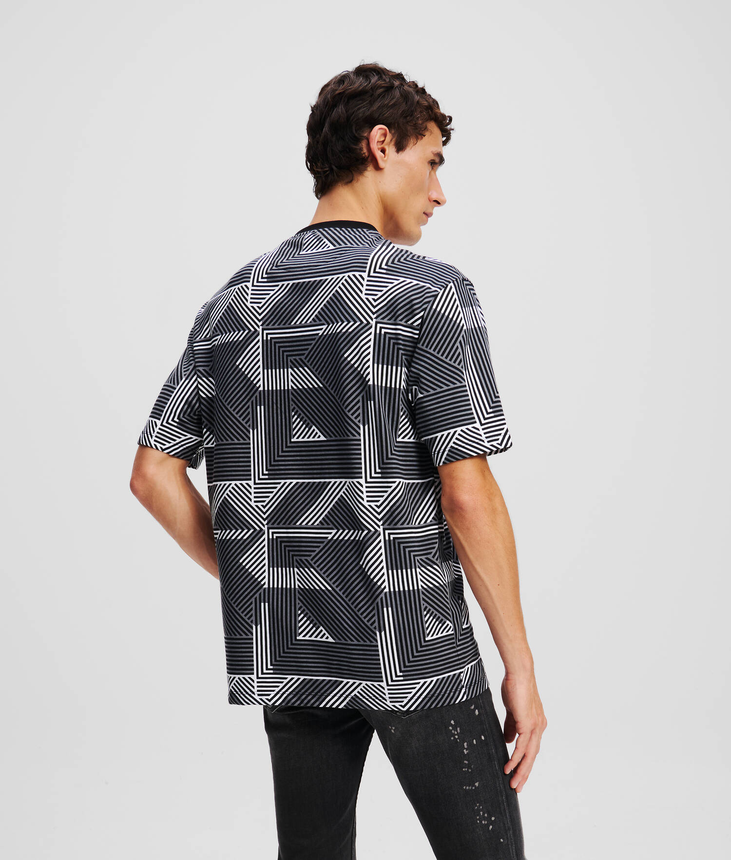 T-SHIRT IMPRIMÉ FAÇON ALL-OVER - Noir