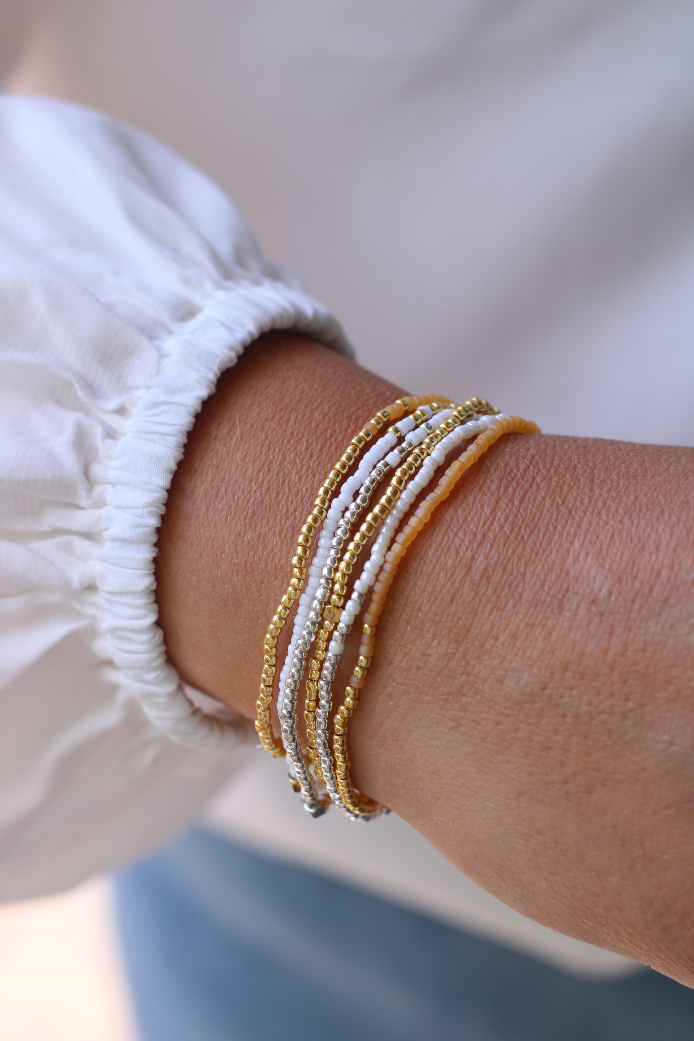 Armbanden Set Wit/Beige/Goud