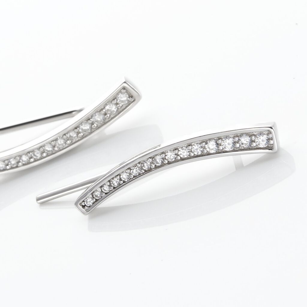 Boucles D'oreilles Grimpantes Argent Blanc Solvic Oxydes De Zirconium