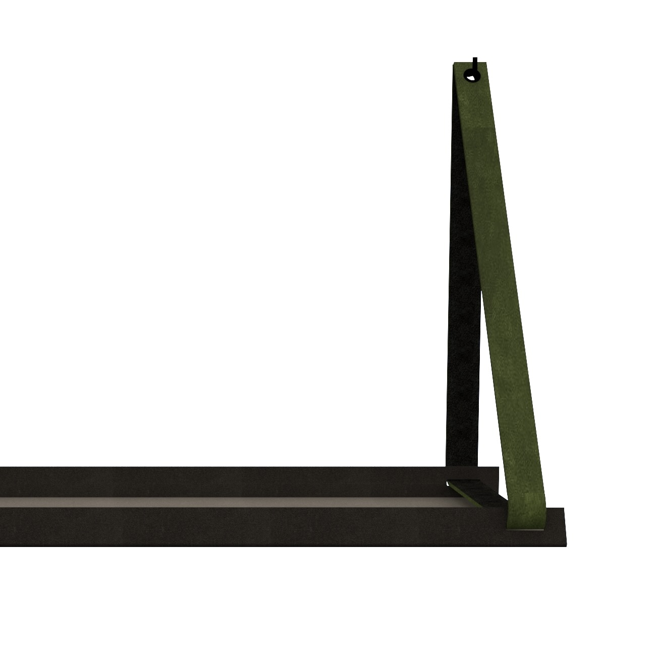 Stalen wandplank 98x20cm - incl. leren plankdragers Stalen wandplank met leren plankdragers - Kaki