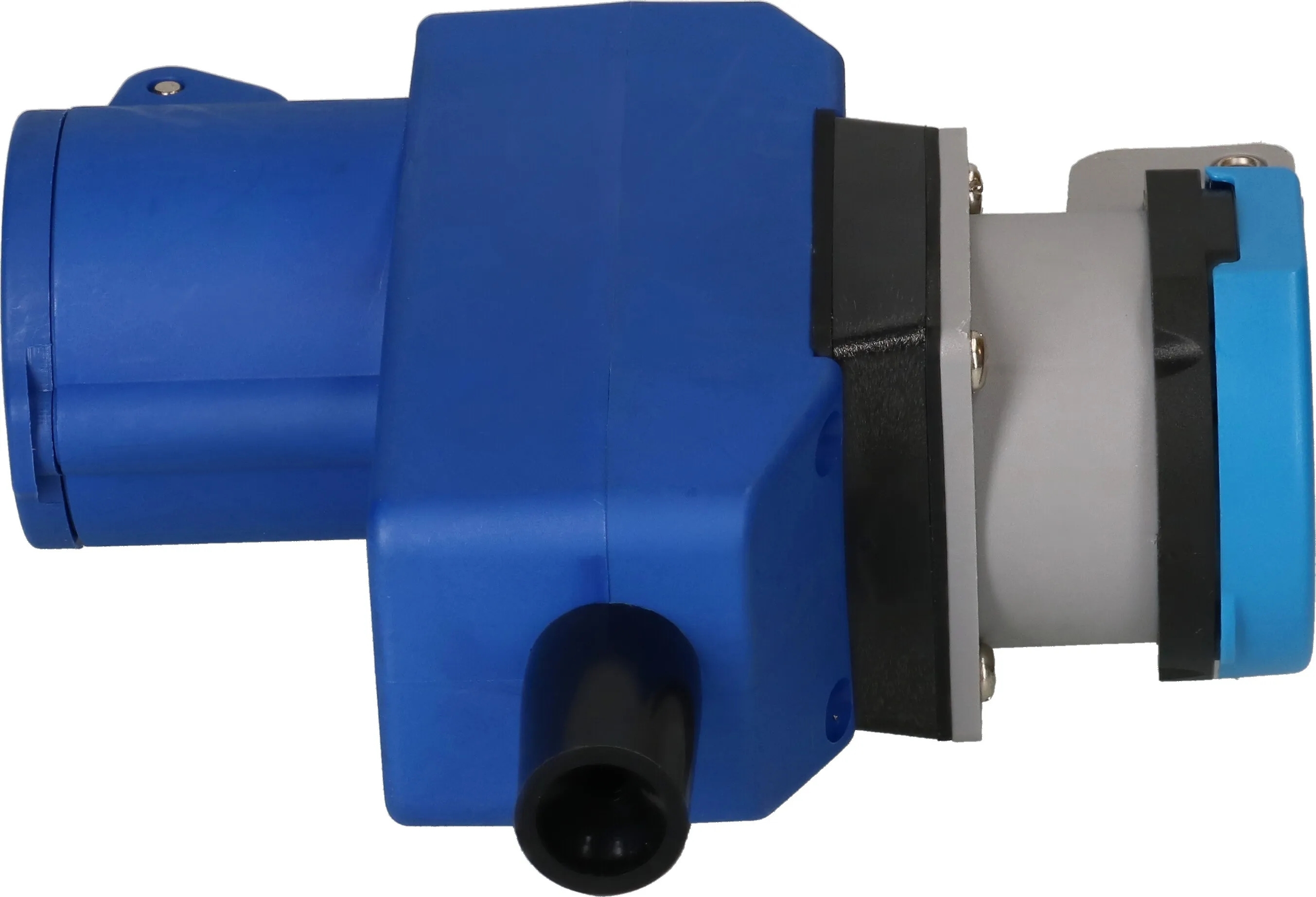 CEE Winkelkupplung blau 3-polig 230V/16A inkl. T23 Steckdose IP55