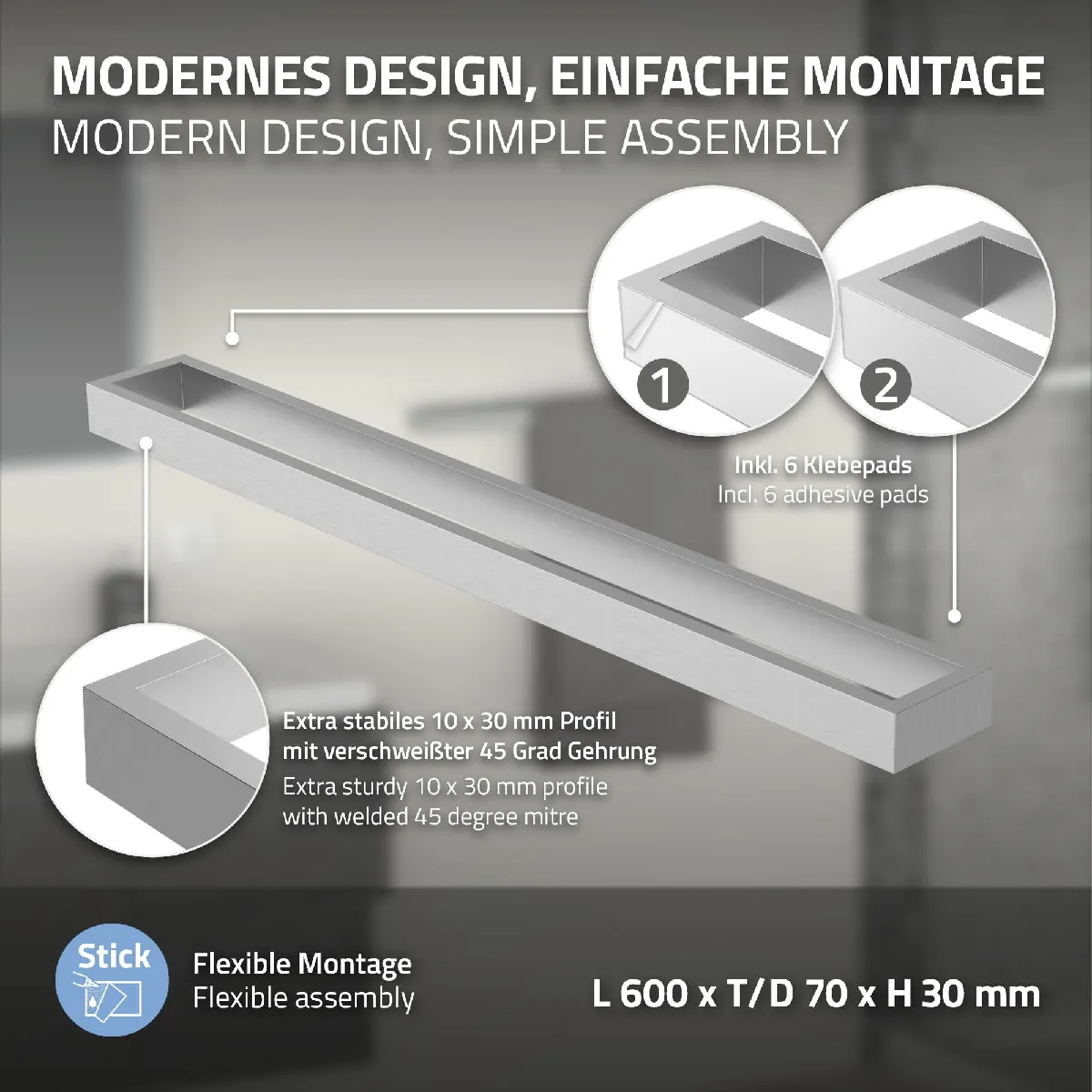 ML-Design Porte-serviettes autocollant 60 cm