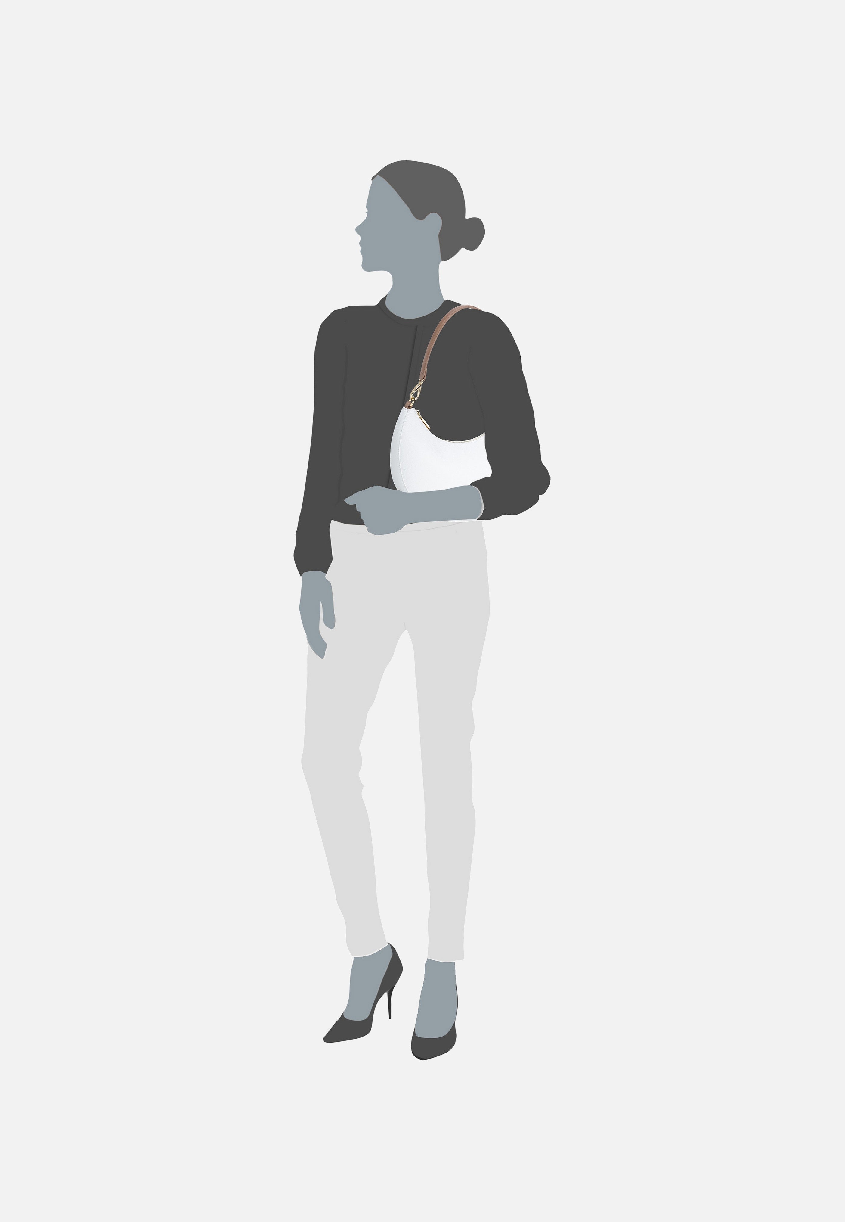 Alexia 808 Bianco/Cuoio - Hobo Bag
