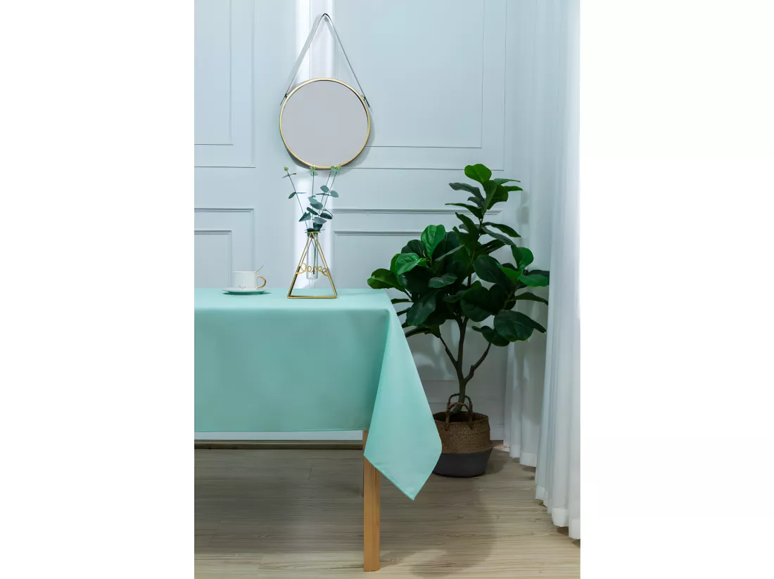 Nappe enduite avec traitement antitache Menthe carrée 180 x 180 cm