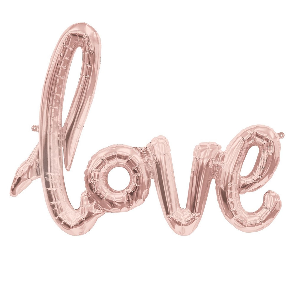 (108x65cm) 3D Love Folien Ballon Buchstaben Deko Luftballon für Valentinstag / Hochzeit / Muttertag  - Roségold